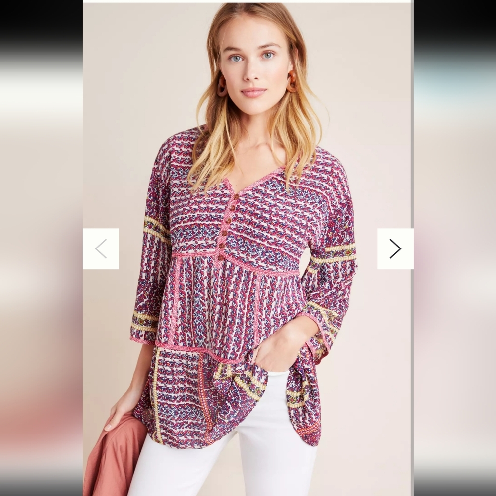 Maeve Pink and Purple Patterned Blouse